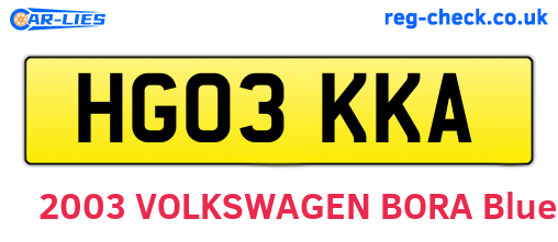 HG03KKA are the vehicle registration plates.