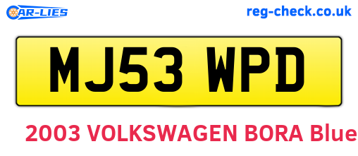 MJ53WPD are the vehicle registration plates.