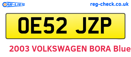 OE52JZP are the vehicle registration plates.