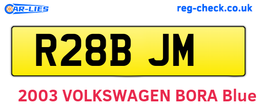 R28BJM are the vehicle registration plates.