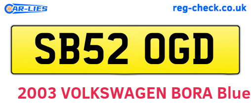 SB52OGD are the vehicle registration plates.