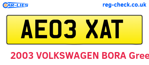 AE03XAT are the vehicle registration plates.