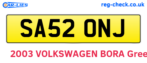 SA52ONJ are the vehicle registration plates.