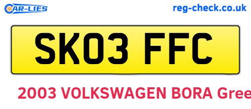 SK03FFC are the vehicle registration plates.
