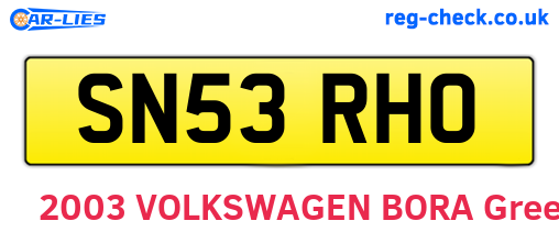 SN53RHO are the vehicle registration plates.