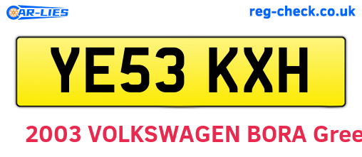 YE53KXH are the vehicle registration plates.