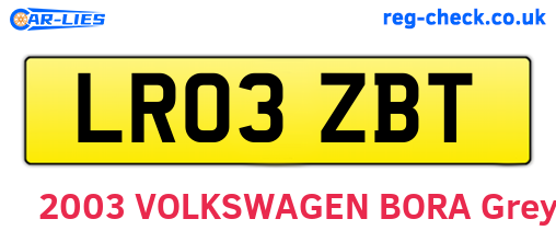 LR03ZBT are the vehicle registration plates.