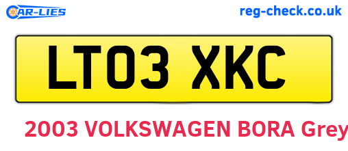 LT03XKC are the vehicle registration plates.