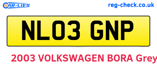 NL03GNP are the vehicle registration plates.