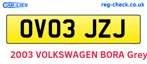OV03JZJ are the vehicle registration plates.