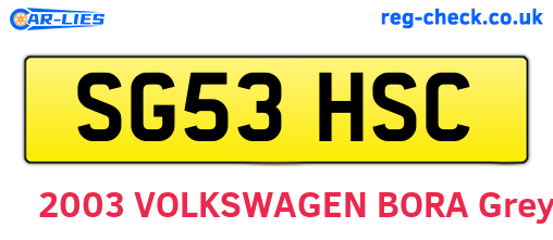 SG53HSC are the vehicle registration plates.