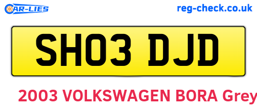 SH03DJD are the vehicle registration plates.