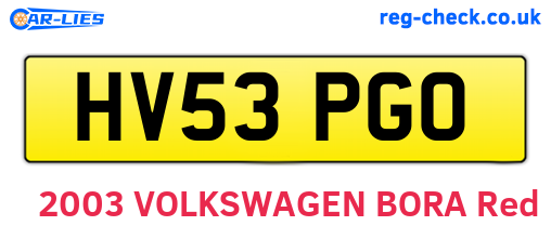 HV53PGO are the vehicle registration plates.
