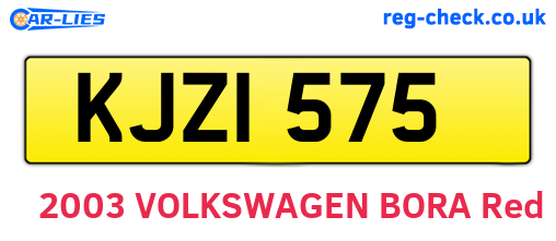 KJZ1575 are the vehicle registration plates.