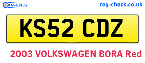KS52CDZ are the vehicle registration plates.