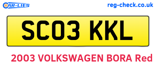 SC03KKL are the vehicle registration plates.