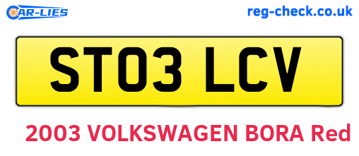 ST03LCV are the vehicle registration plates.
