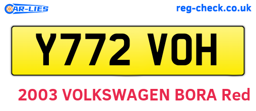 Y772VOH are the vehicle registration plates.