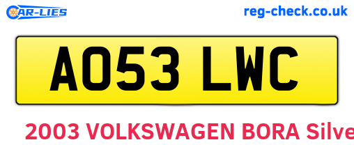 AO53LWC are the vehicle registration plates.