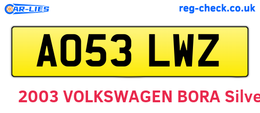 AO53LWZ are the vehicle registration plates.