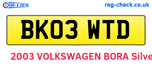 BK03WTD are the vehicle registration plates.