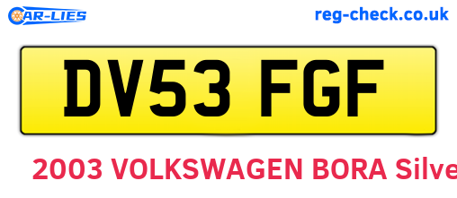 DV53FGF are the vehicle registration plates.