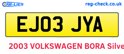 EJ03JYA are the vehicle registration plates.