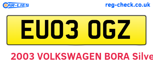 EU03OGZ are the vehicle registration plates.