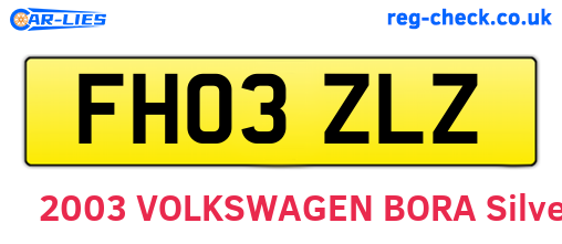 FH03ZLZ are the vehicle registration plates.