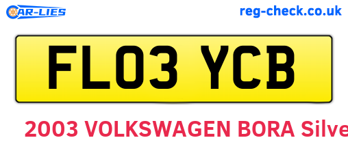 FL03YCB are the vehicle registration plates.