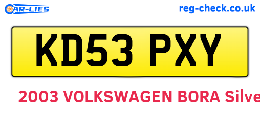 KD53PXY are the vehicle registration plates.