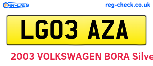 LG03AZA are the vehicle registration plates.