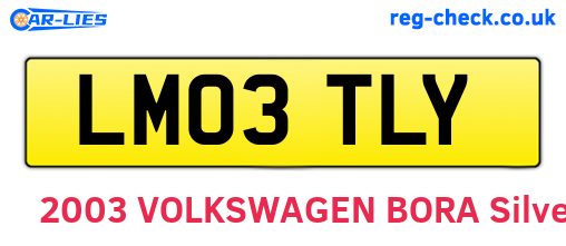 LM03TLY are the vehicle registration plates.