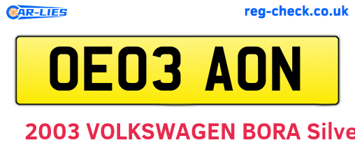 OE03AON are the vehicle registration plates.