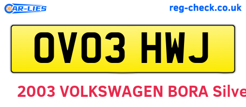 OV03HWJ are the vehicle registration plates.