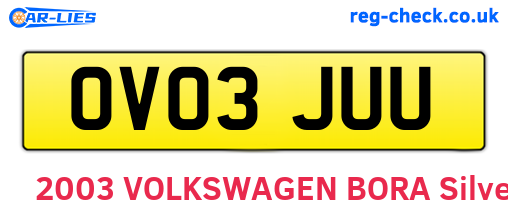 OV03JUU are the vehicle registration plates.