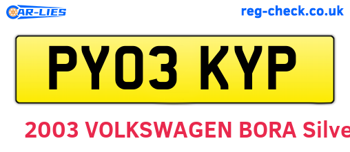 PY03KYP are the vehicle registration plates.