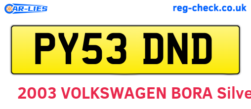 PY53DND are the vehicle registration plates.