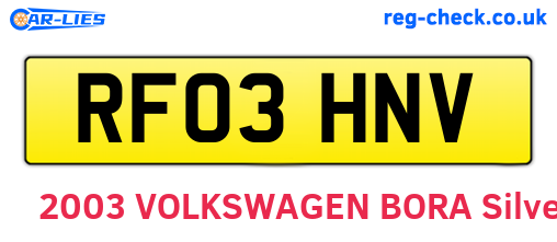 RF03HNV are the vehicle registration plates.