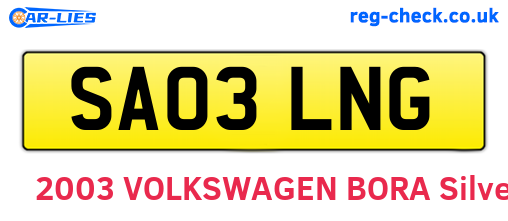 SA03LNG are the vehicle registration plates.