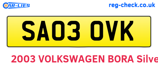 SA03OVK are the vehicle registration plates.