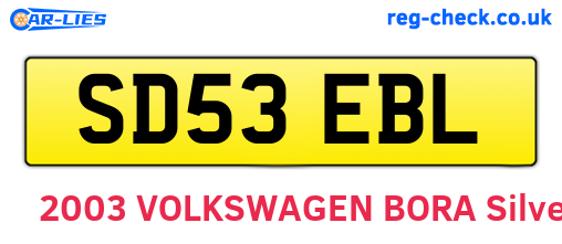 SD53EBL are the vehicle registration plates.