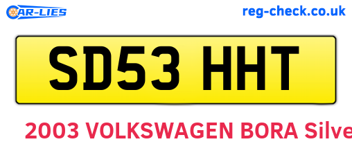 SD53HHT are the vehicle registration plates.