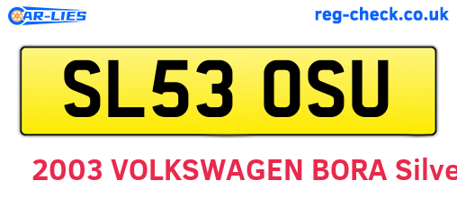 SL53OSU are the vehicle registration plates.