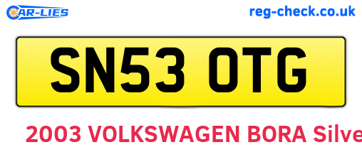 SN53OTG are the vehicle registration plates.