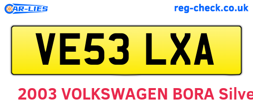 VE53LXA are the vehicle registration plates.