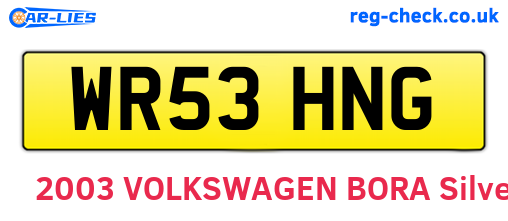 WR53HNG are the vehicle registration plates.