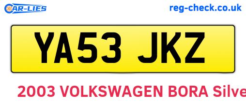 YA53JKZ are the vehicle registration plates.