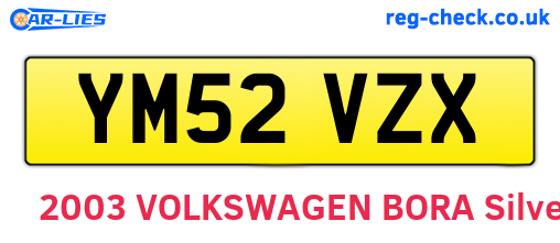 YM52VZX are the vehicle registration plates.