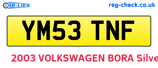 YM53TNF are the vehicle registration plates.